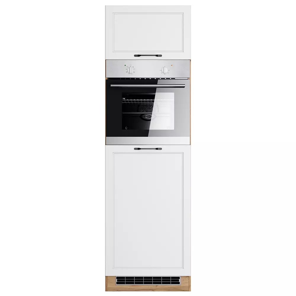 Lomadox Backofen-Umbauschrank 60 cm in matt weiß und Eiche MONTERREY-03 Sonderangebote