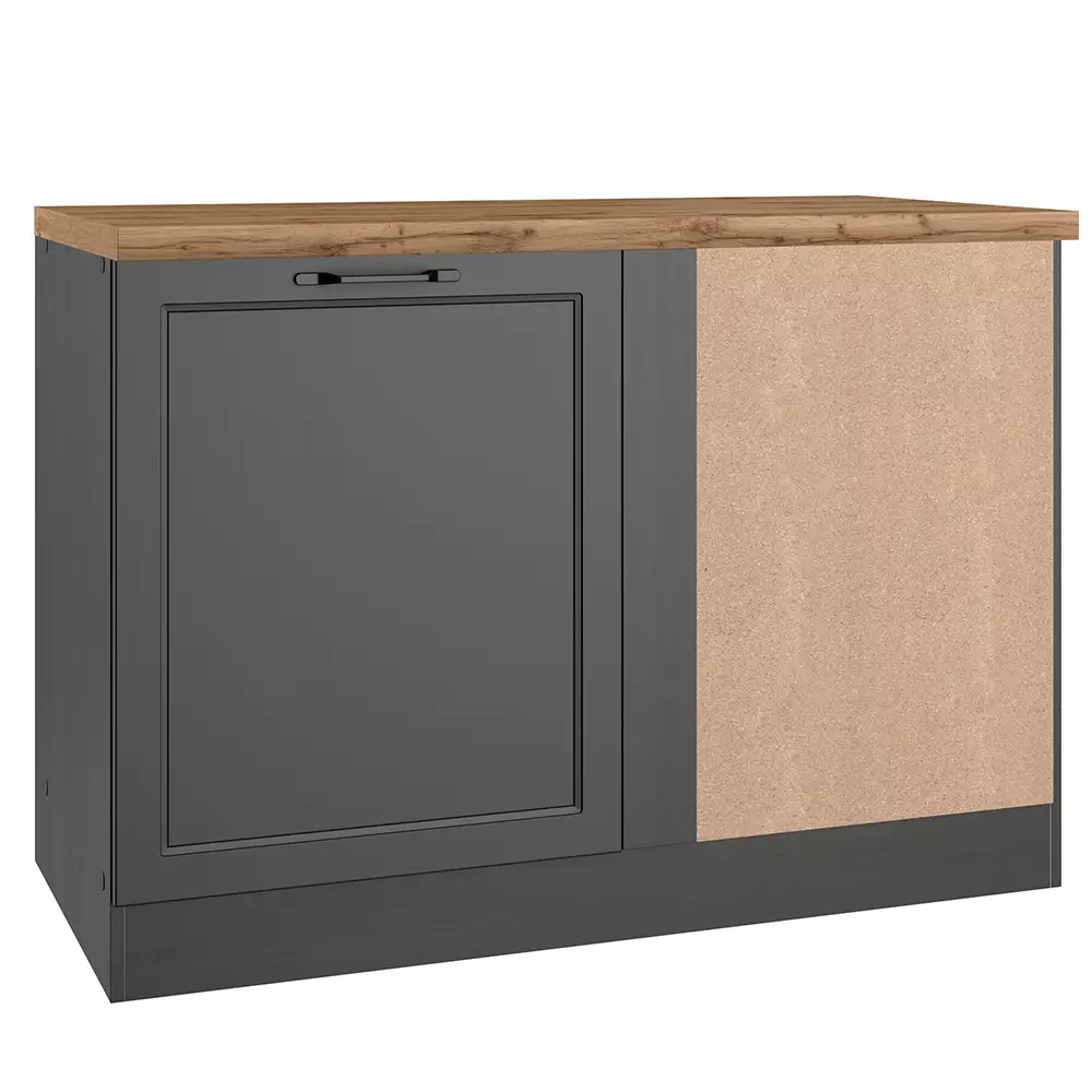Lomadox Eckunterschrank 120 cm in grau, Arbeitsplatte Eiche, MONTERREY-03 Riesige Ersparnisse
