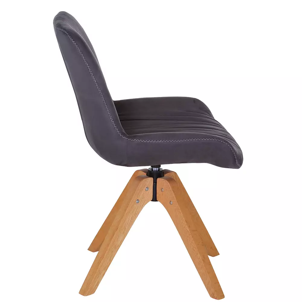 Lomadox Esszimmerstuhl 2er-Set Kunstleder in dunkelgrau TARRAS-123 mit Stativgestell in Eiche, 360° drehbar, B/H/T: ca. 55/84/60 cm Letzte 3 Tage