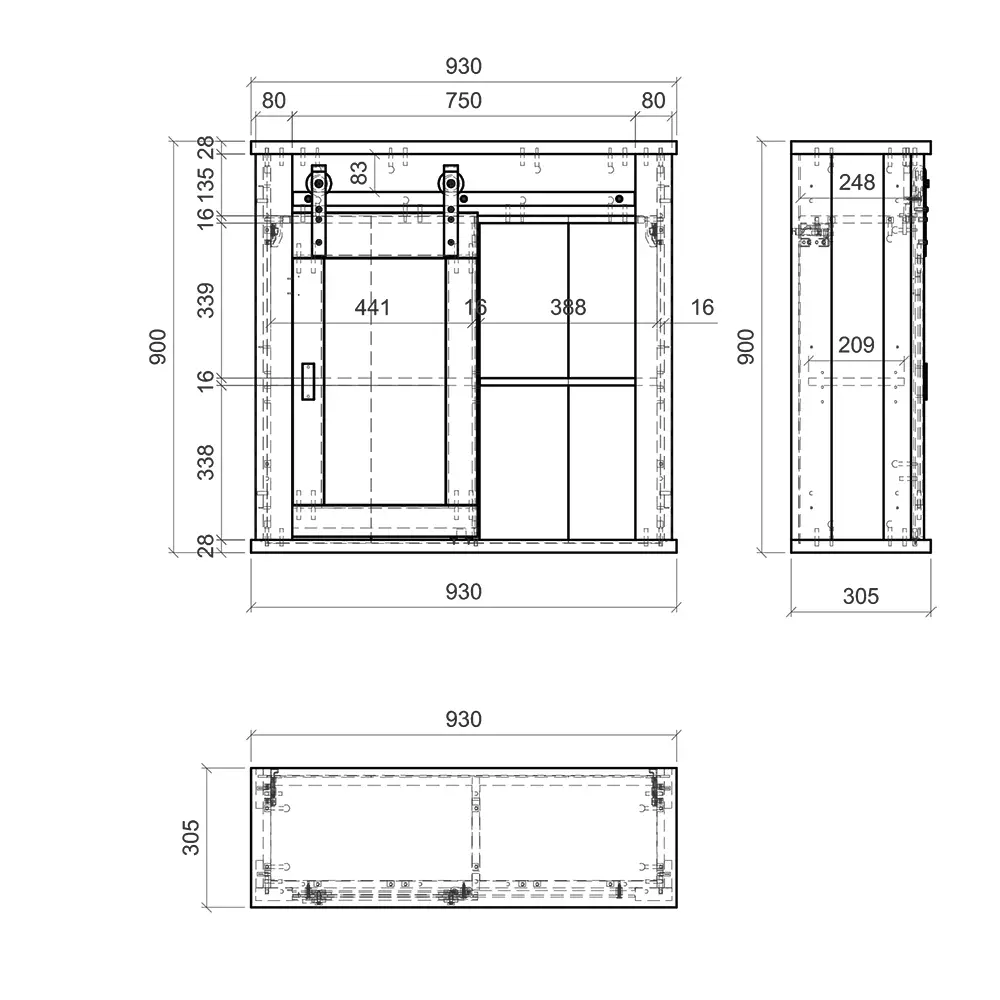 Lomadox Hängeschrank inkl. Schiebetür mit Glaseinsatz SHELTON-61 in Pinie weiß Nb. mit anthrazit, B/H/T ca. 93/90/31 cm Bis zu 60% Rabatt