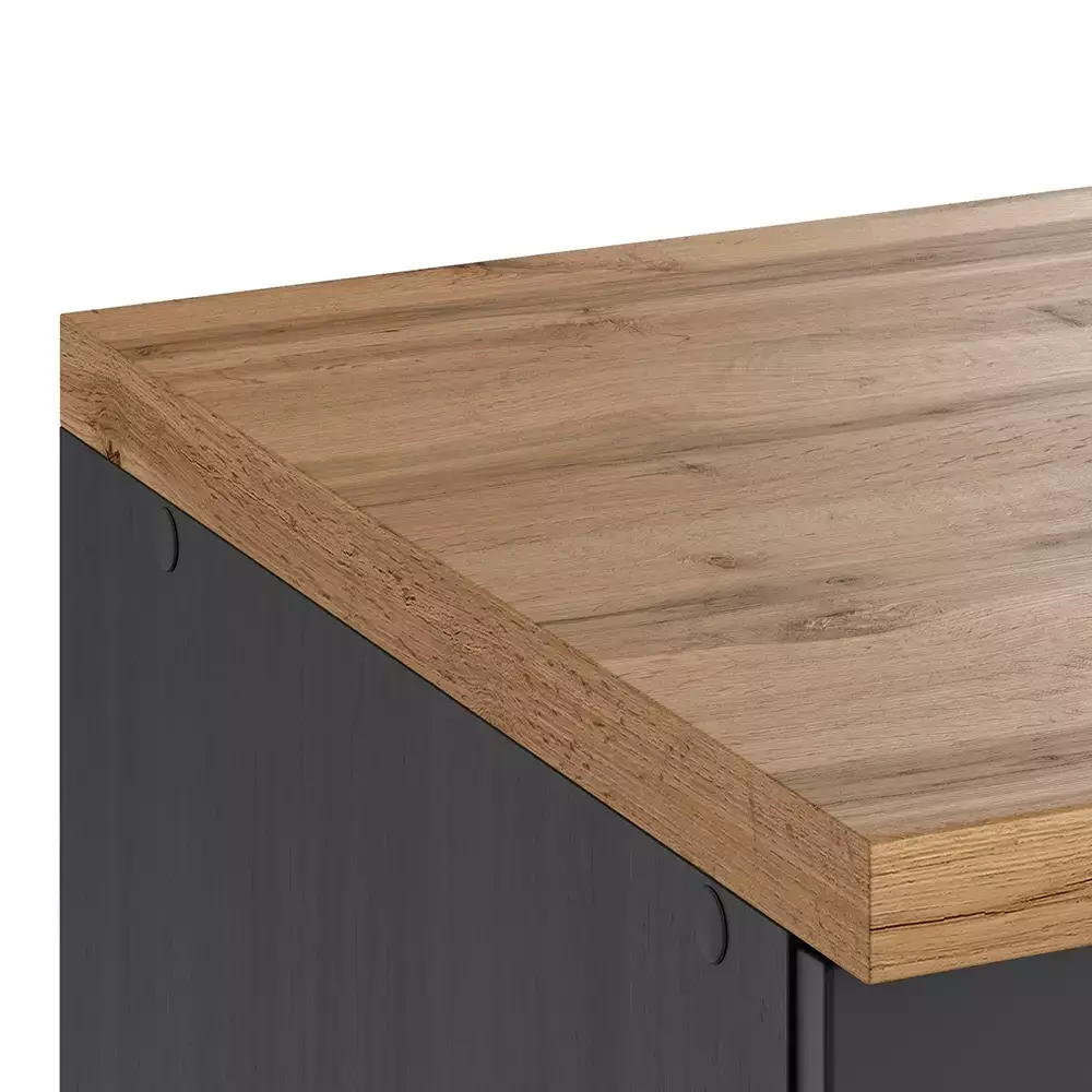 Lomadox Herdumbauschrank 60 cm in grau, Arbeitsplatte Eiche, MONTERREY-03 Sonderangebot der Fabrik