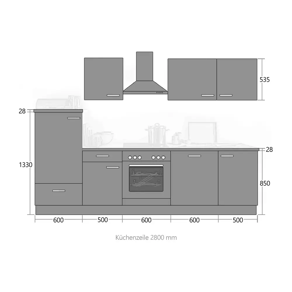 Lomadox Küche Premium Beton MANCHESTER-87 inklusive E-Geräte & Geschirrspüler 280cm Speichern exportieren