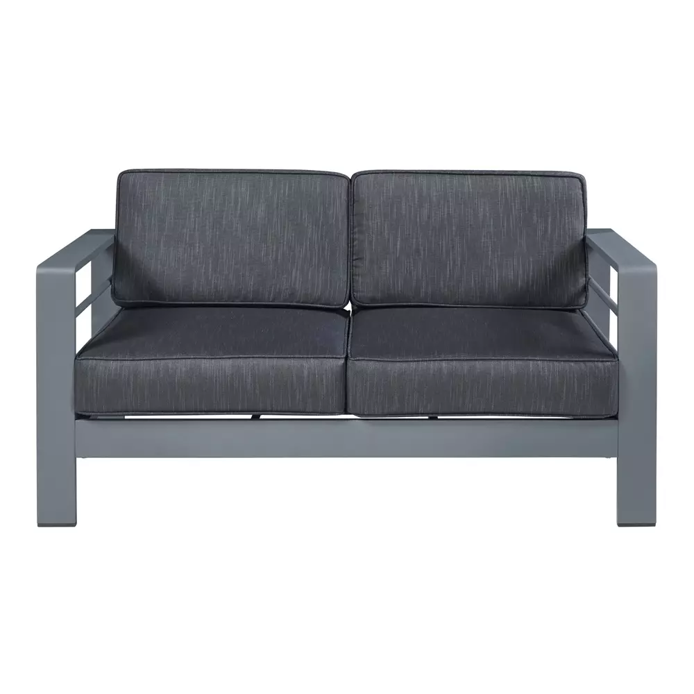 Lomadox 2-Sitzer Outdoor-Sofa AACHEN-100 Aluminium Dunkelgrau zollfrei