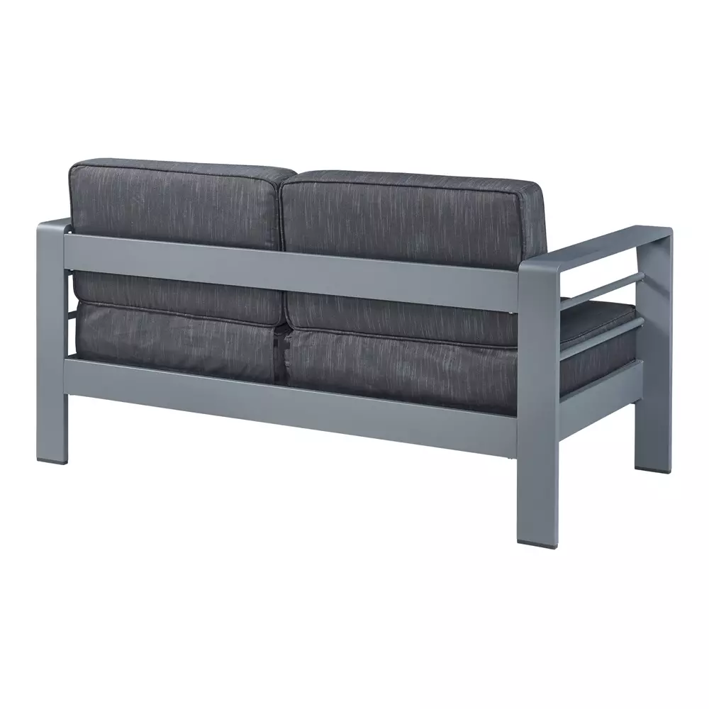 Lomadox 2-Sitzer Outdoor-Sofa AACHEN-100 Aluminium Dunkelgrau zollfrei