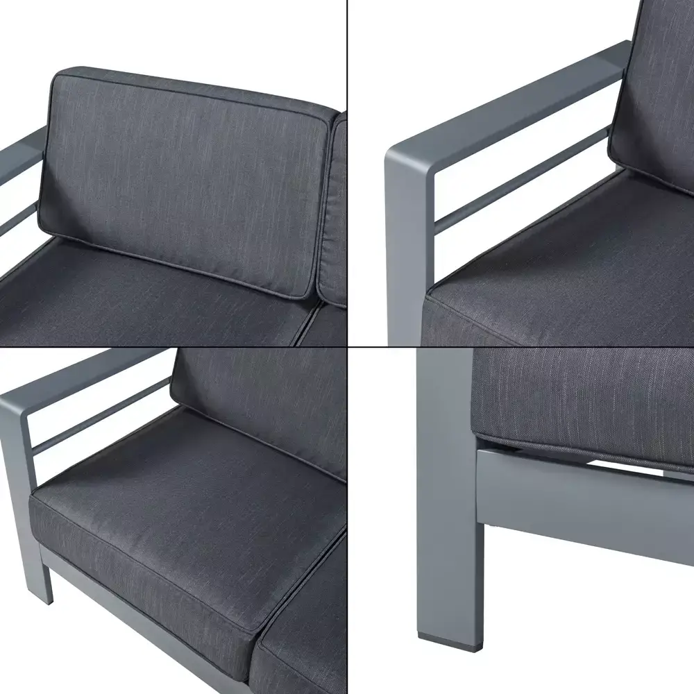 Lomadox 2-Sitzer Outdoor-Sofa AACHEN-100 Aluminium Dunkelgrau zollfrei