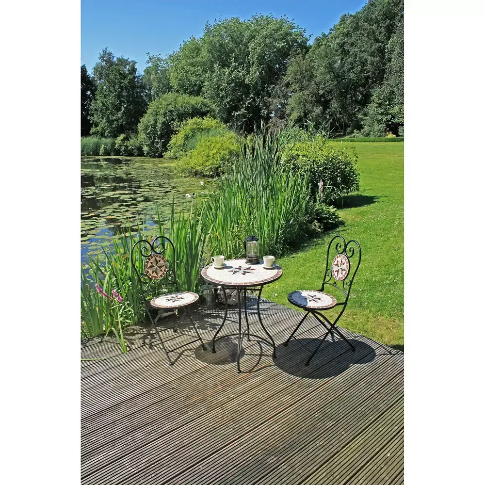 Lomadox Balkonset mit 1 Tisch und 2 Stühlen GARDA-120 mit Mosaik Limitierter Zeitrabatt
