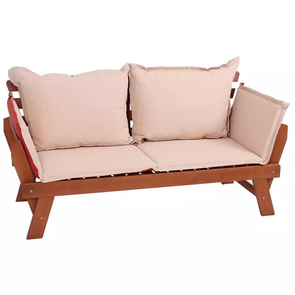 Lomadox Bank mit umklappbaren Armlehnen GARDA-120 aus Eukalyptus, B/H/T: ca. 195/75/72 cm Flash Sale