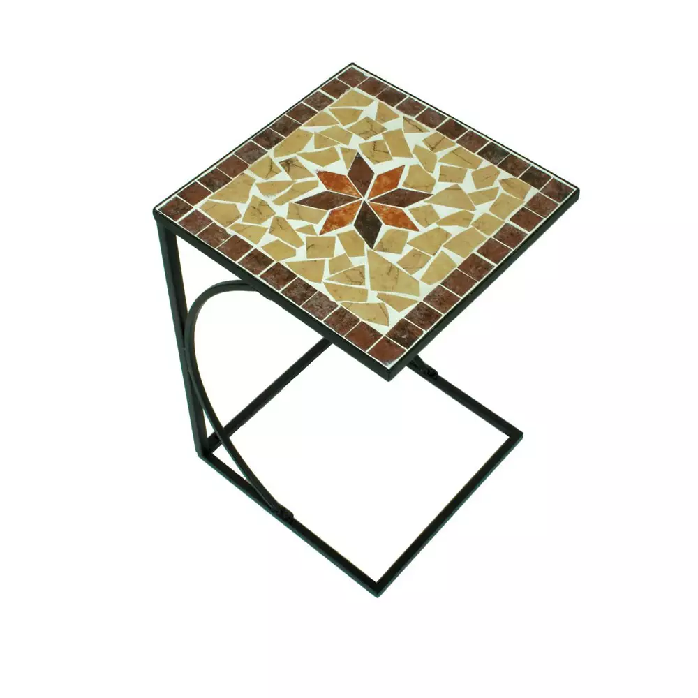Lomadox Beistelltisch mit Mosaik GARDA-120 in braun/ocker/beige, B/H/T: ca. 35/53/35 cm Weihnachtsangebot