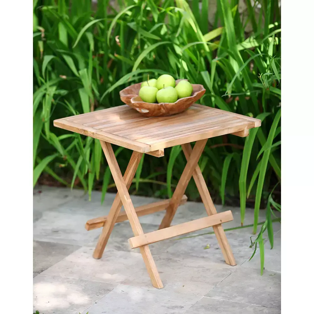 Lomadox Beistelltisch quadratisch GAZA-120 aus Teakholz massiv, B/H/T: ca. 50/50/50 cm Osterangebot