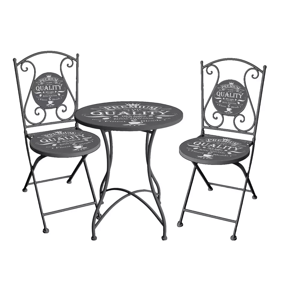 Lomadox Bistro Set GARDA-120 in grau mit Kaffee-Motiv Vatertagsangebot