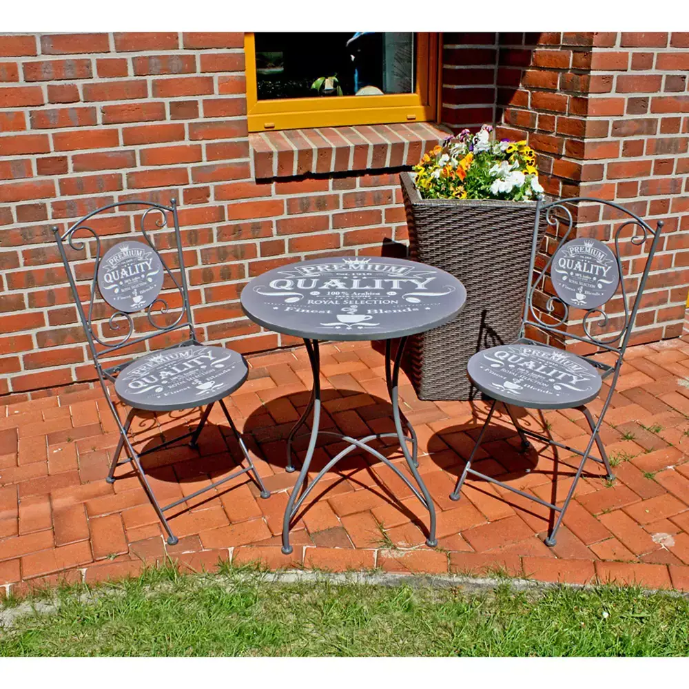 Lomadox Bistro Set GARDA-120 in grau mit Kaffee-Motiv Vatertagsangebot