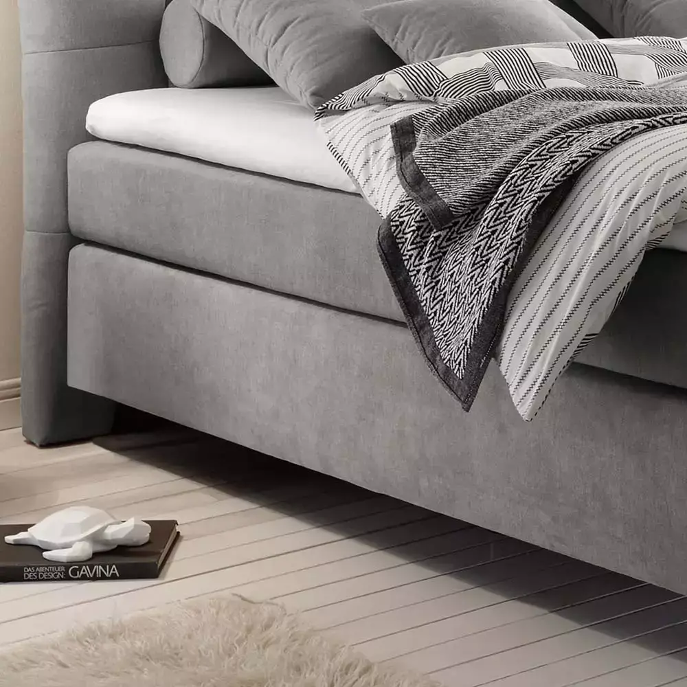 Lomadox Boxspringbett 180x200 cm in der Farbe rabbit, optionale elektrische Verstellung, Topper, Matratze wählbar Heißer Verkauf