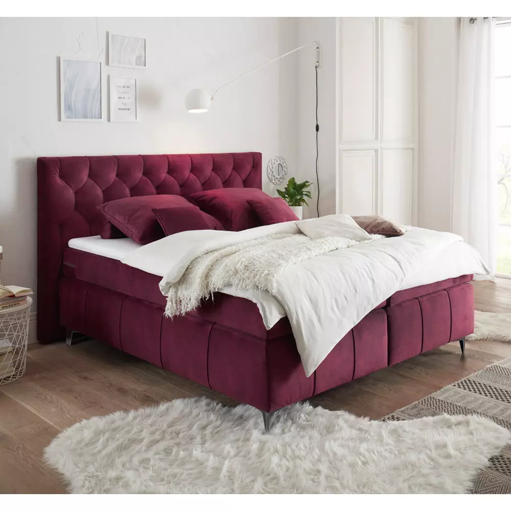 Lomadox Boxspringbett 180x200 cm PETARE-09 in 9 modernen Farben und Härtegrad H2 Top Angebot