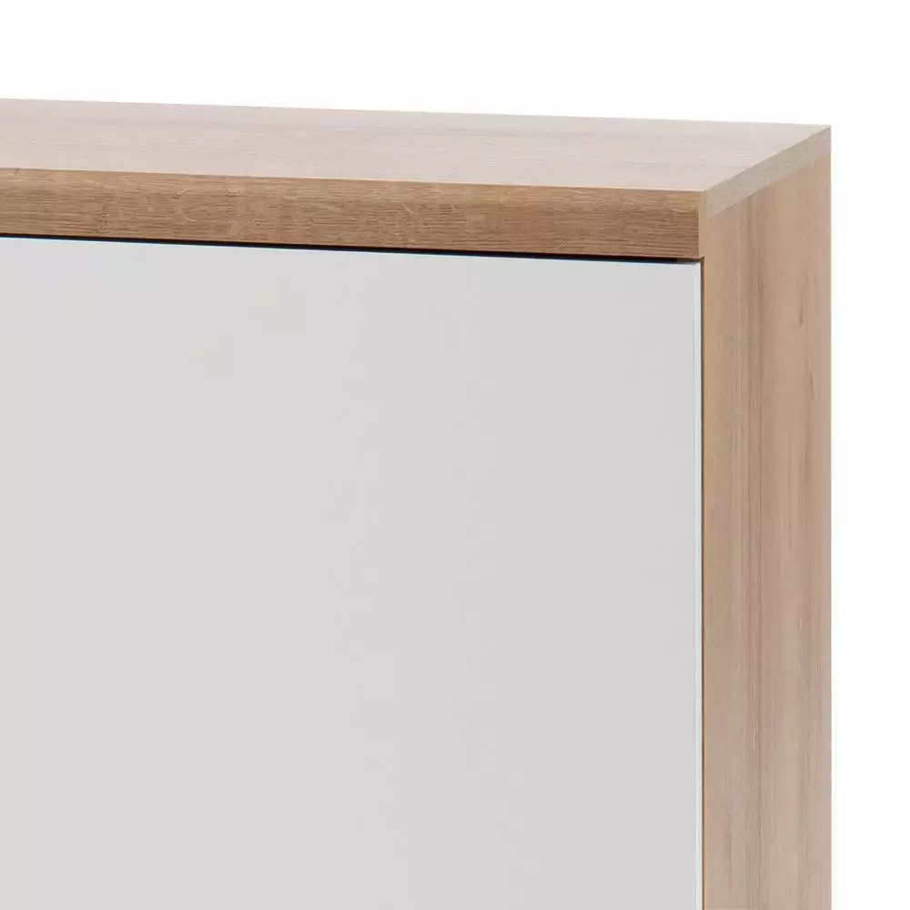 Lomadox Wohnzimmer Sideboard MAINZ-61 Retro skandinavisch weiß matt mit Eiche Riviera Nb. B/H/T ca. 160x83x40cm Online Outlet
