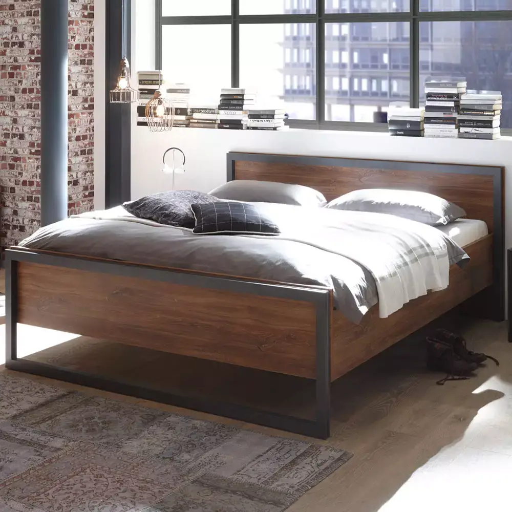 Lomadox Schlafzimmer DALLAS-61 im Industrial Stil Komplett-Set Dekor Stirling Oak Nb. und Matera Anthrazit B/H/T ca. 393x202x60-209cm Räumungsverkauf