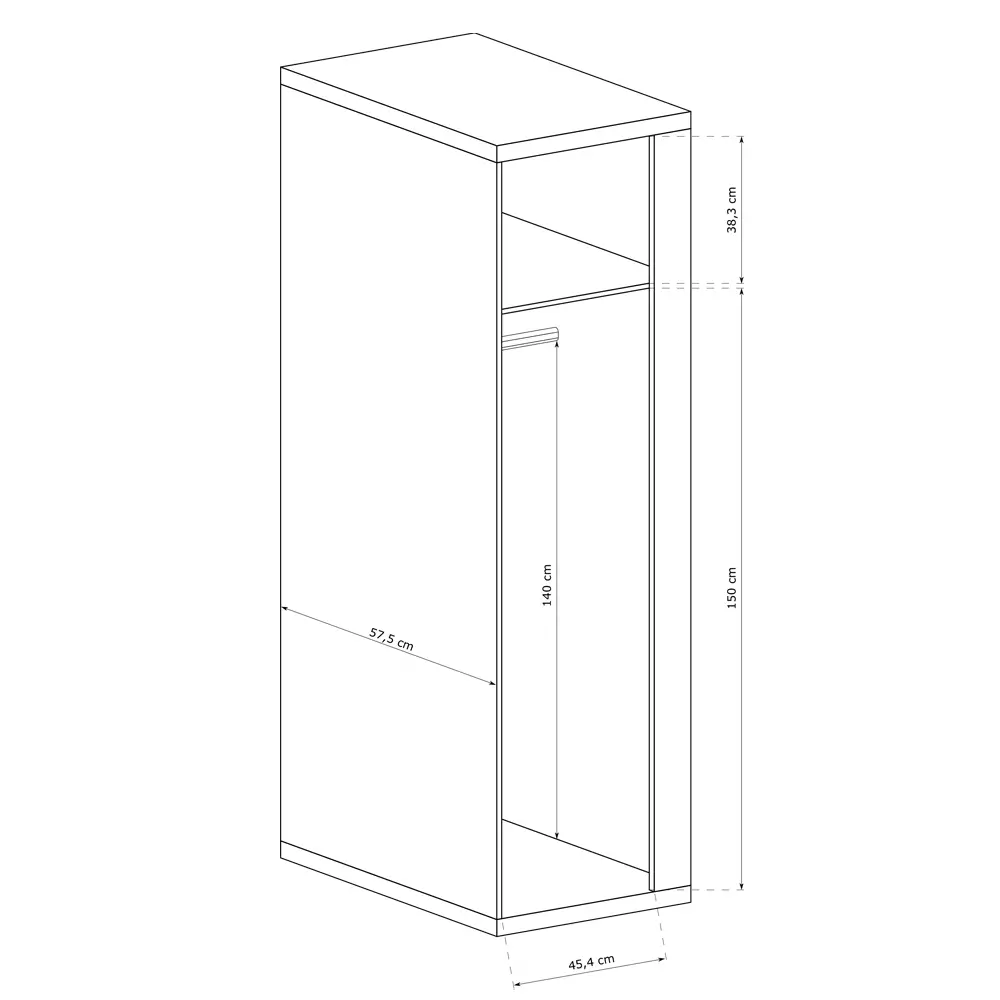 Lomadox 1-türiger Kleiderschrank, 57cm in Eiche NUSCO-161 Tägliche Deals