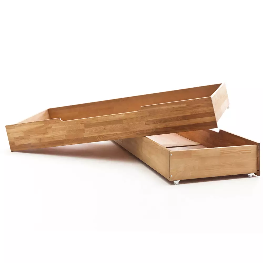 Lomadox 160x200 cm Massivholz Bettgestell mit Schwebe-Nachttischen und Bettschubkästen NORDDEICH-137 in Wildeiche massiv, B/H/T: ca. 252/88/213 cm VIP-Rabatte