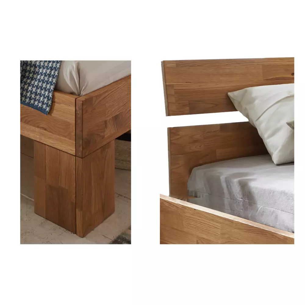 Lomadox 180x200 cm Bett Set mit 5-türigem Massivholz Kleiderschrank mit Spiegel NORDDEICH-137 in Wildeiche massiv Super Sparpreis
