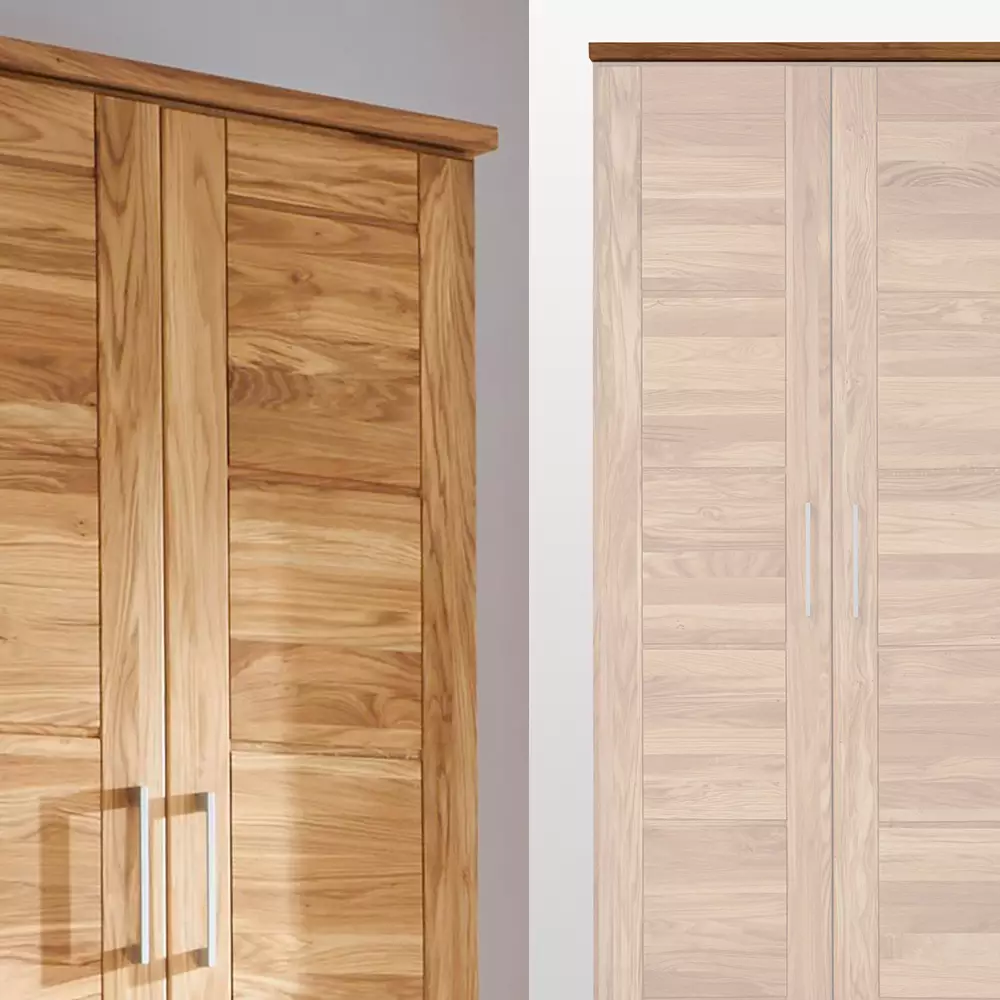 Lomadox 2-türiger Massivholz Kleiderschrank mit Kleiderstange und Einlegeböden NORDDEICH-137 in Wildeiche massiv, B/H/T: ca. 96/210/61 cm Kostenlose Rückgabe
