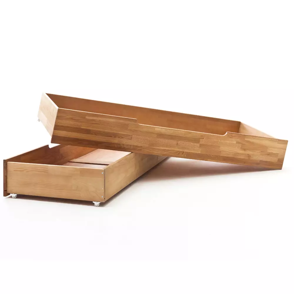 Lomadox 200x200 cm Massivholz Bettgestell mit Schwebe-Nachttischen und Bettschubkästen NORDDEICH-137 in Wildeiche massiv, B/H/T: ca. 292/88/213 cm Letzte 2 Tage
