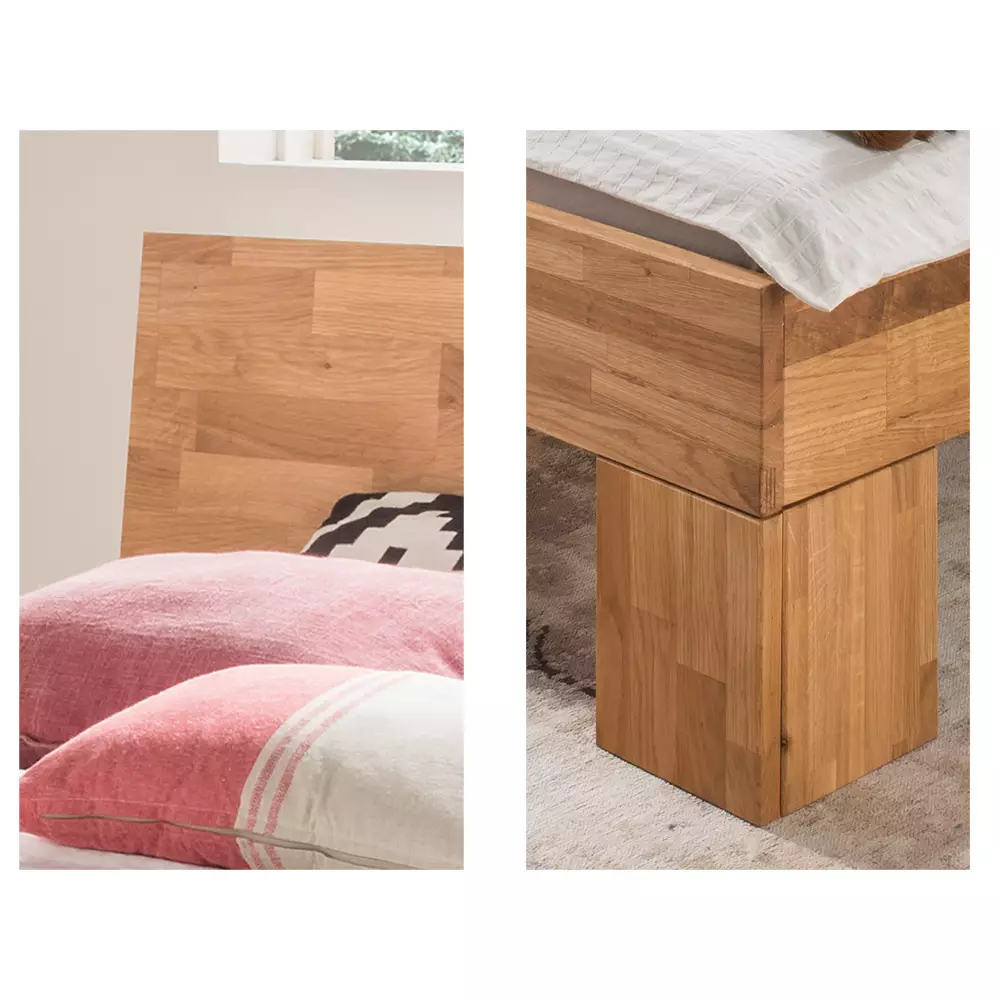 Lomadox 200x200 cm Massivholz Bettgestell NORDDEICH-137 in Wildeiche massiv, B/H/T: ca. 206/88/213 cm Zeitbegrenzte Promotion