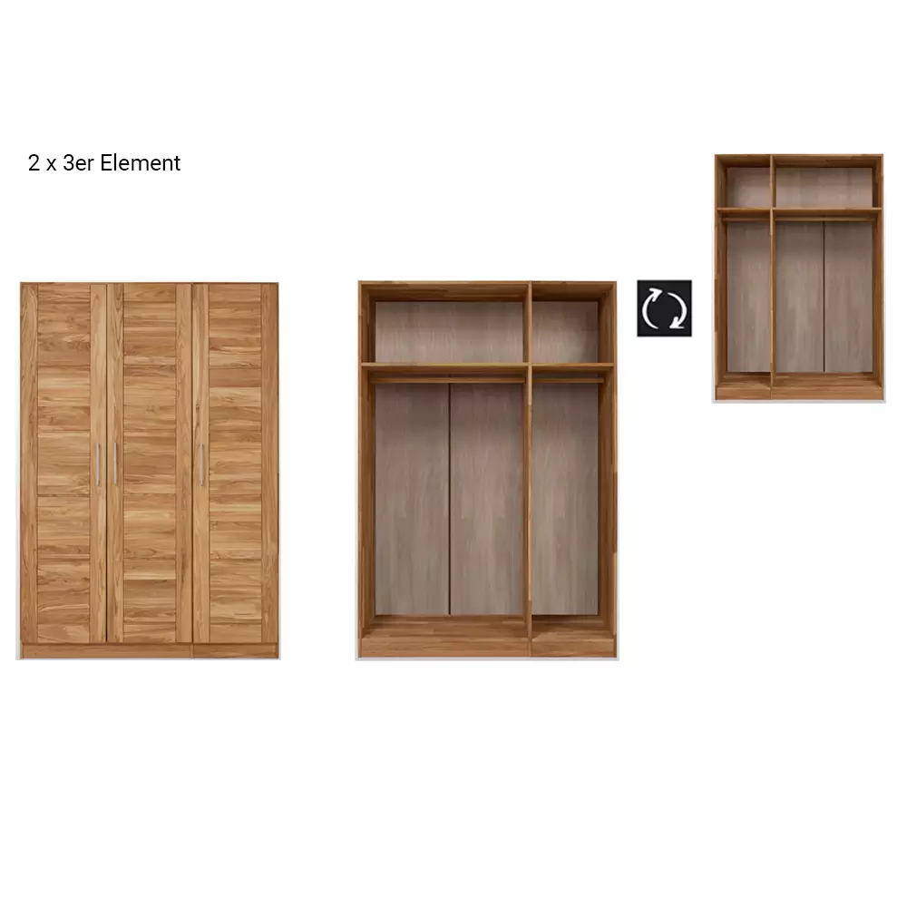 Lomadox 6-türiger Massivholz Kleiderschrank NORDDEICH-137 in Wildeiche massiv, B/H/T: ca. 285/207/60 cm Super Rabatt