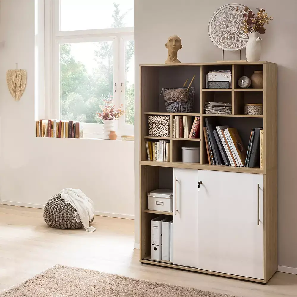 Lomadox Aktenregal 100cm Eiche ATENO-80 Begrenzt auf 3 Tage
