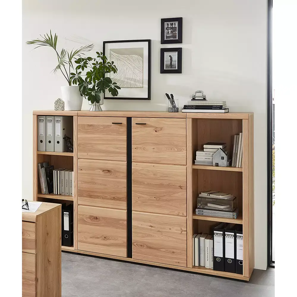 Lomadox Aktenregal 44cm, 124cm hoch, Altesche gebürstet, teilmassiv, SARINA-36 Black Friday Preise