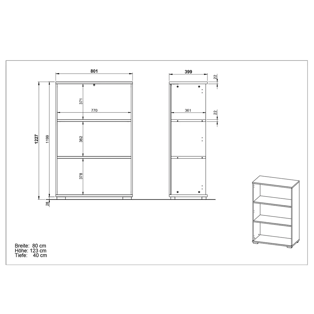 Lomadox Aktenregal Arbeitszimmer PRATO-01 in graphit, B/H/T: ca. 80/123/40 cm Online