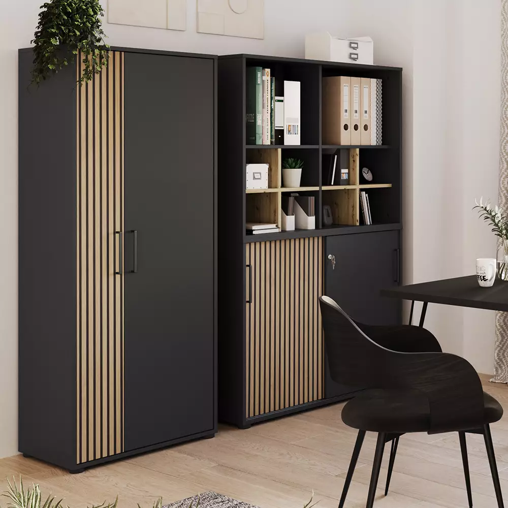 Lomadox Aktenregal in schwarz 100 cm HUNTSVILLE-80 Auslauf