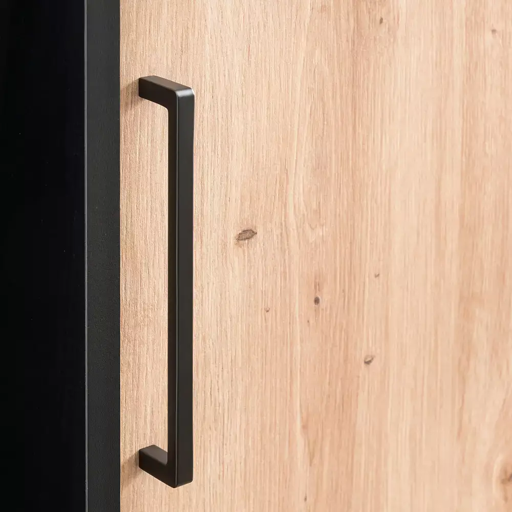 Lomadox Aktenschrank (3-teilig) in schwarz matt mit Eiche, ALNWICK-80 Fabrikverkauf