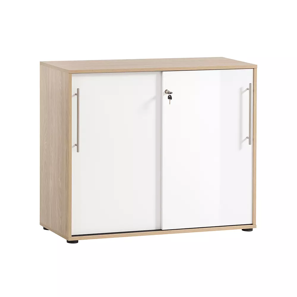 Lomadox Aktenschrank 100cm Eiche mit weiß ATENO-80 Blitzverkäufe