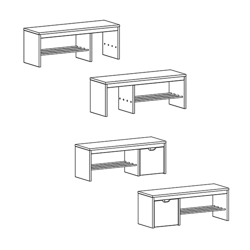 Lomadox Flurbank Massivholz 120 cm Schubkasten Schuhablage Eiche massiv CUENCA-137 Weihnachtsangebot