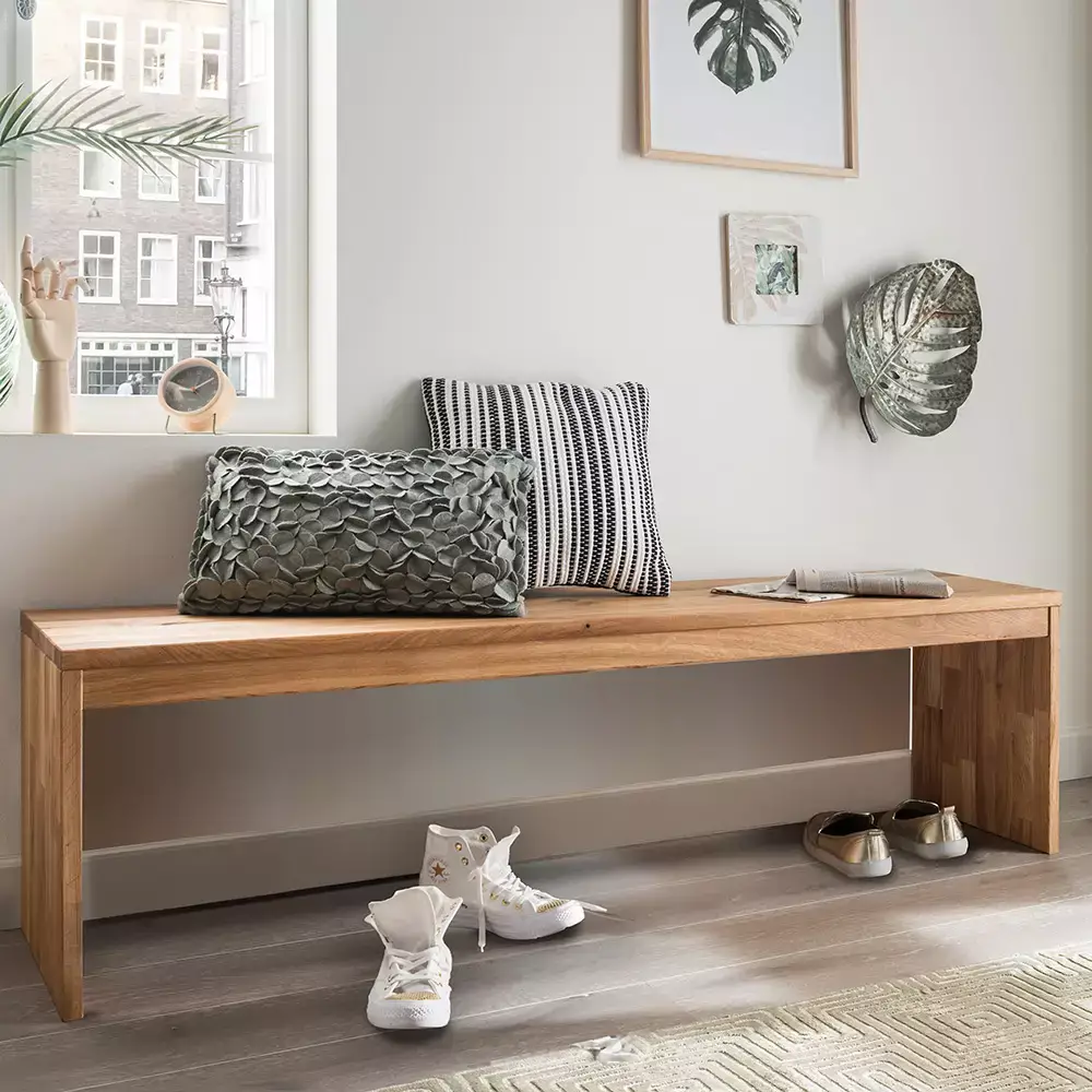 Lomadox Flurbank Massivholz 4 Schubkästen Eiche massiv CUENCA-137 Osterangebot