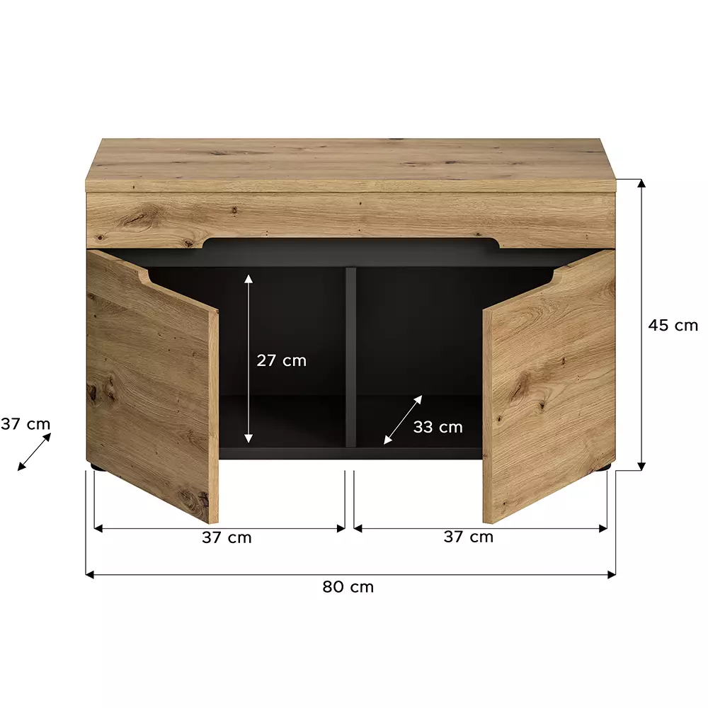 Lomadox Flurbank modern in Eiche mit grau CORTONA-158 Vatertagsangebot