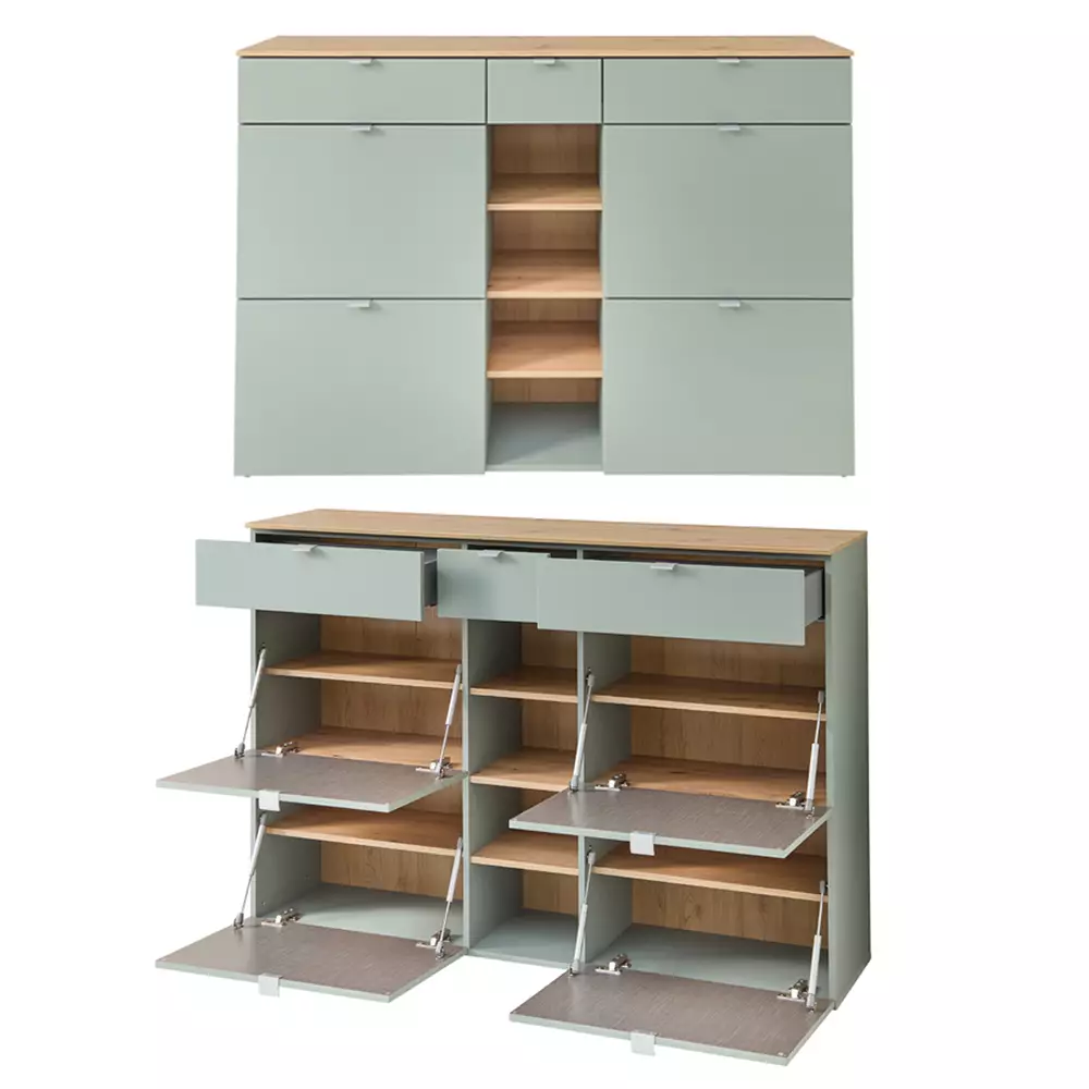 Lomadox Flurgarderobe 4-teilig grün matt mit Eiche BLISS-36 Valentinstagsangebot