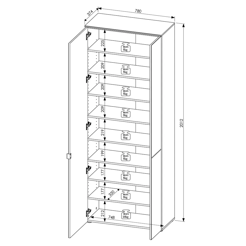 Lomadox Flurgarderobe 4-teilig mit Flurschrank weiß matt mit Eiche BLISS-36 Jubiläumsangebot