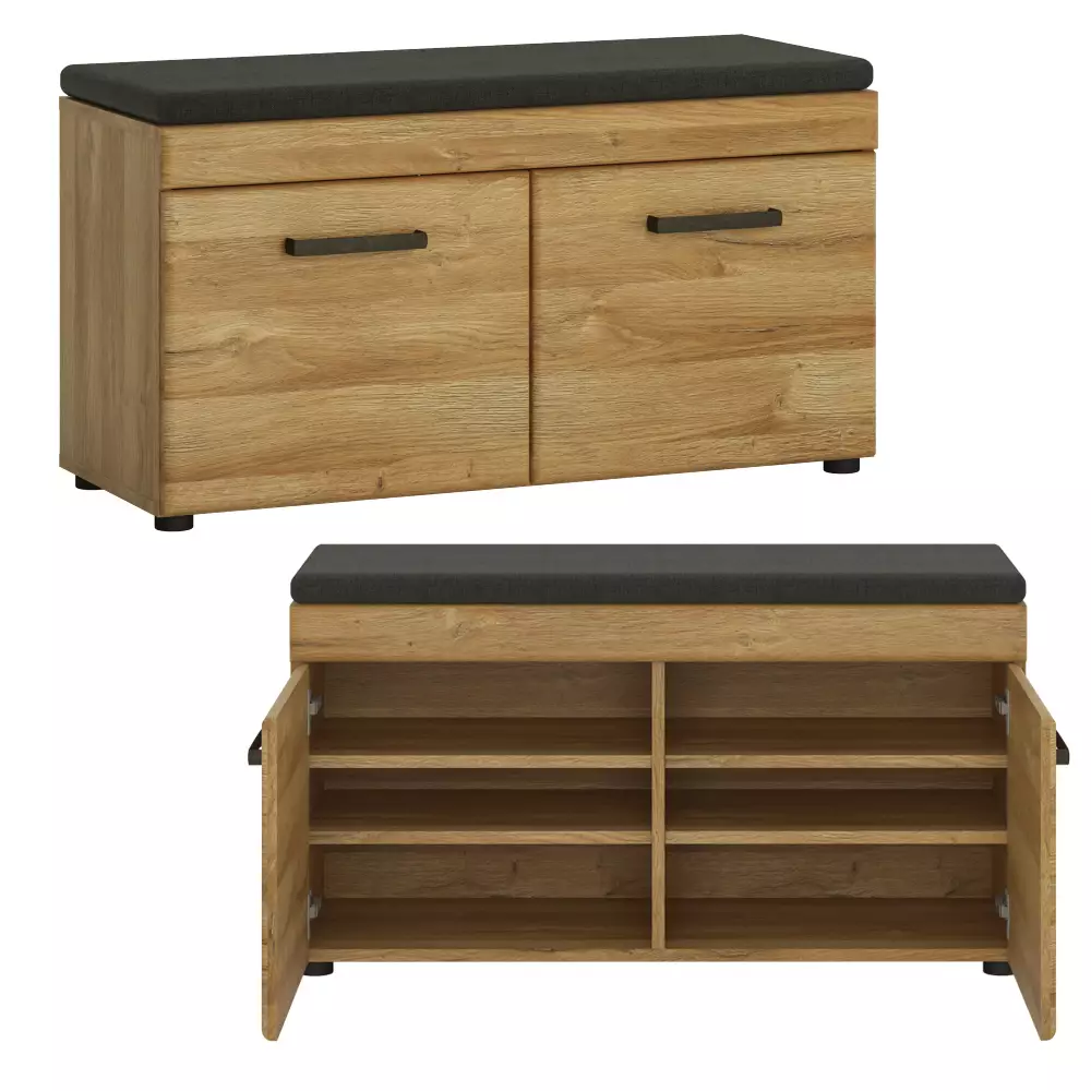 Lomadox Flurmöbel Kombination mit Sitzbank in Grandson Eiche Nb. CARIATI-129, B/H/T ca. 201/195/38 cm Online Outlet