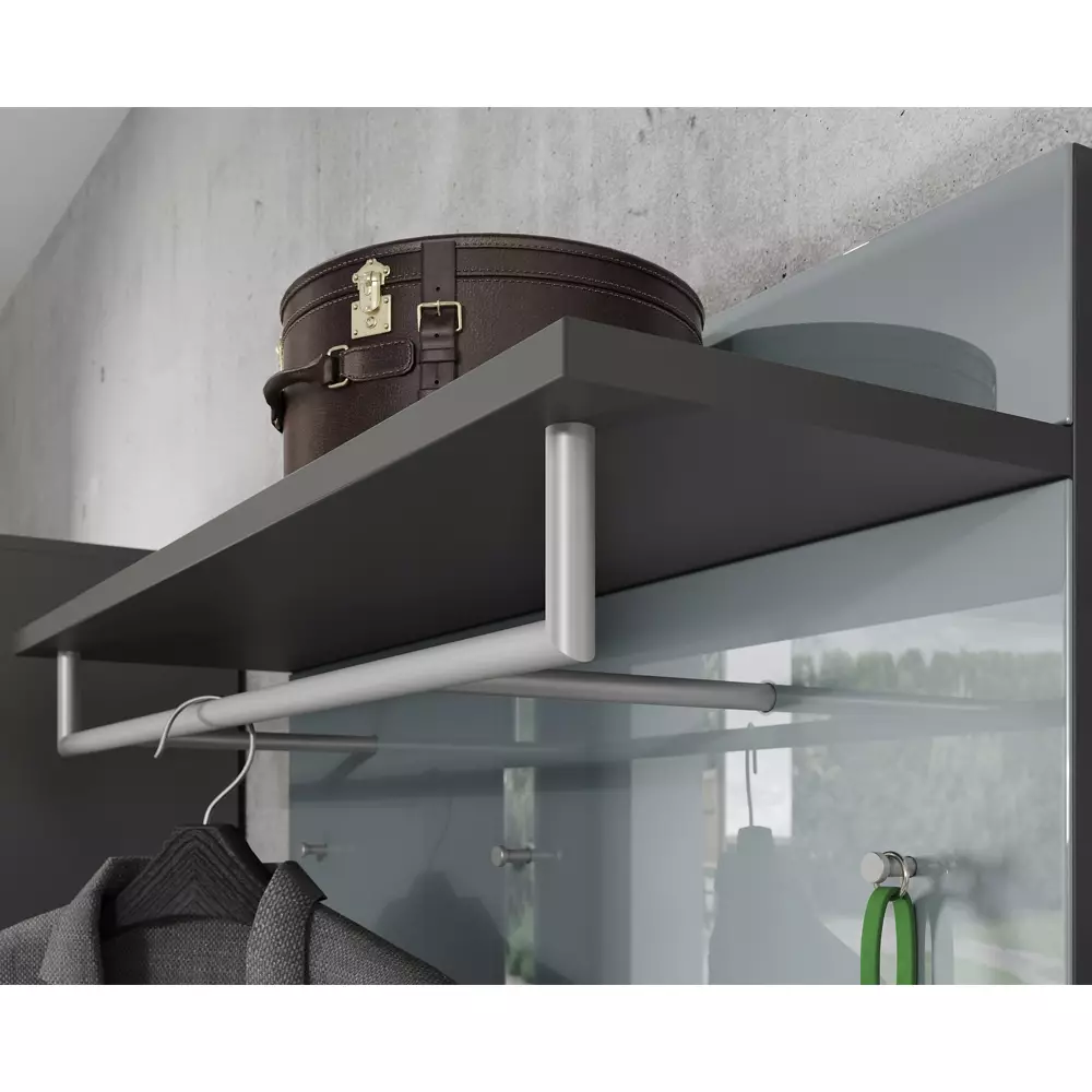 Lomadox Flurmöbel Set 3-teilig graphit mit Glasfronten grau GENEVA-01 Zeitlich begrenztes Angebot