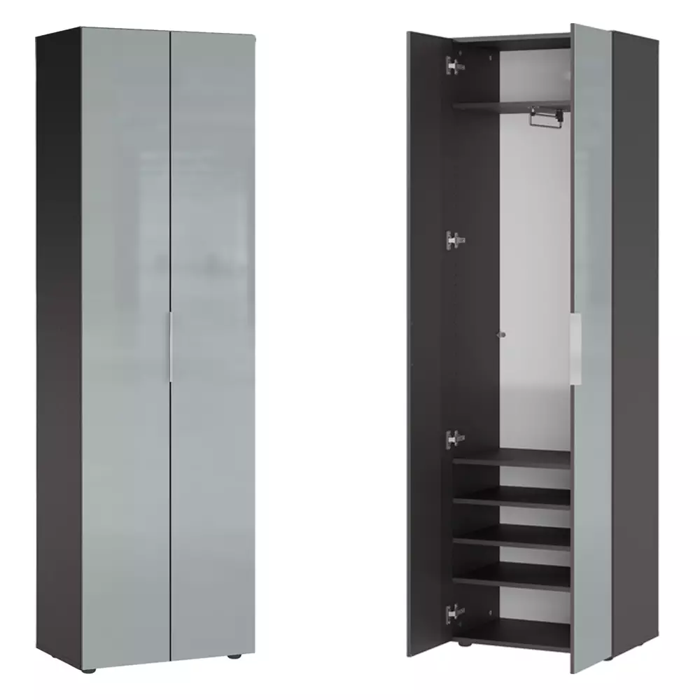 Lomadox Flurmöbel Set Sitzpolster graphit mit Glasfronten grau GENEVA-01, 3-teilig Tägliche Deals