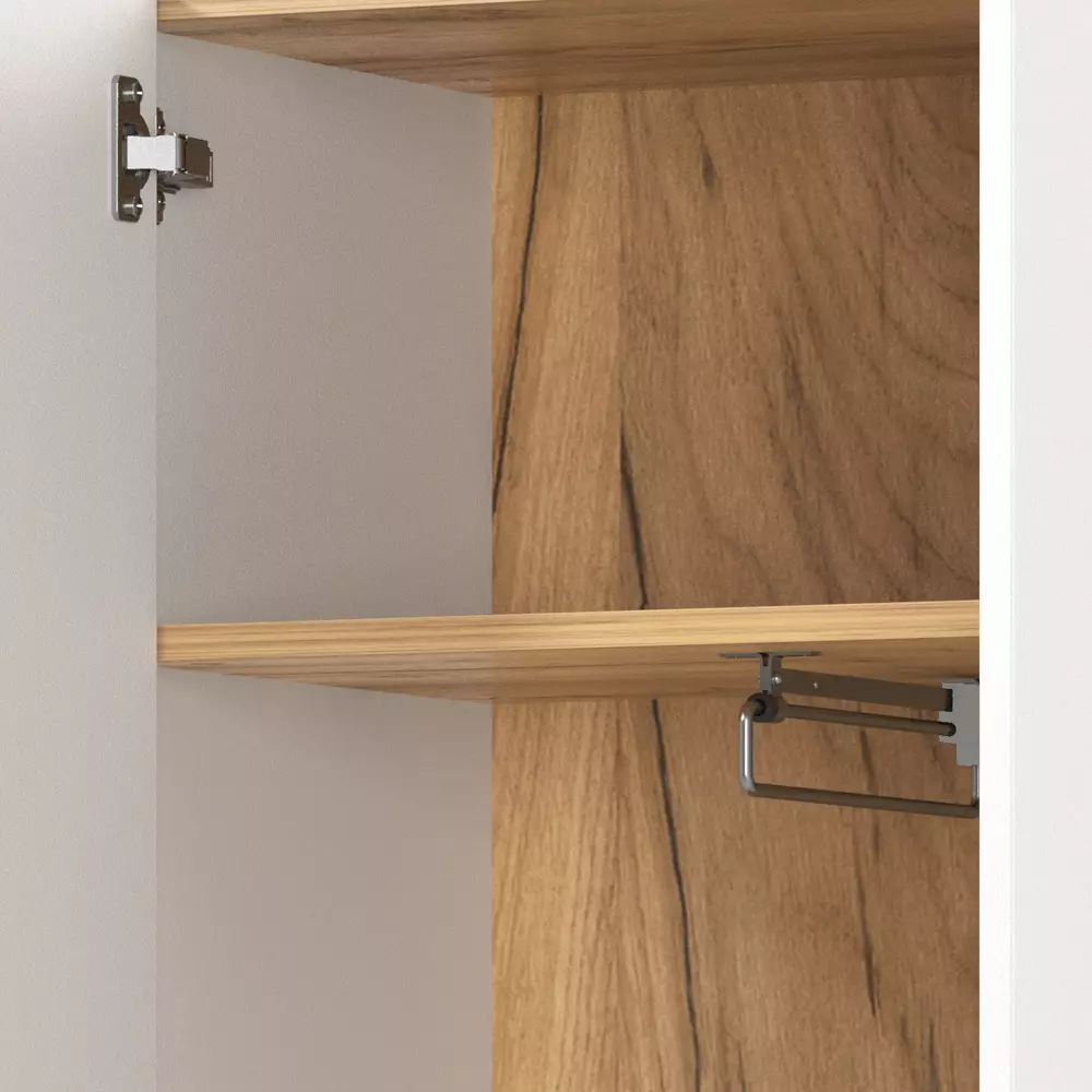 Lomadox Flurschrank 2-türig, weiß mit Eiche, LASARI-01 Wochenangebot