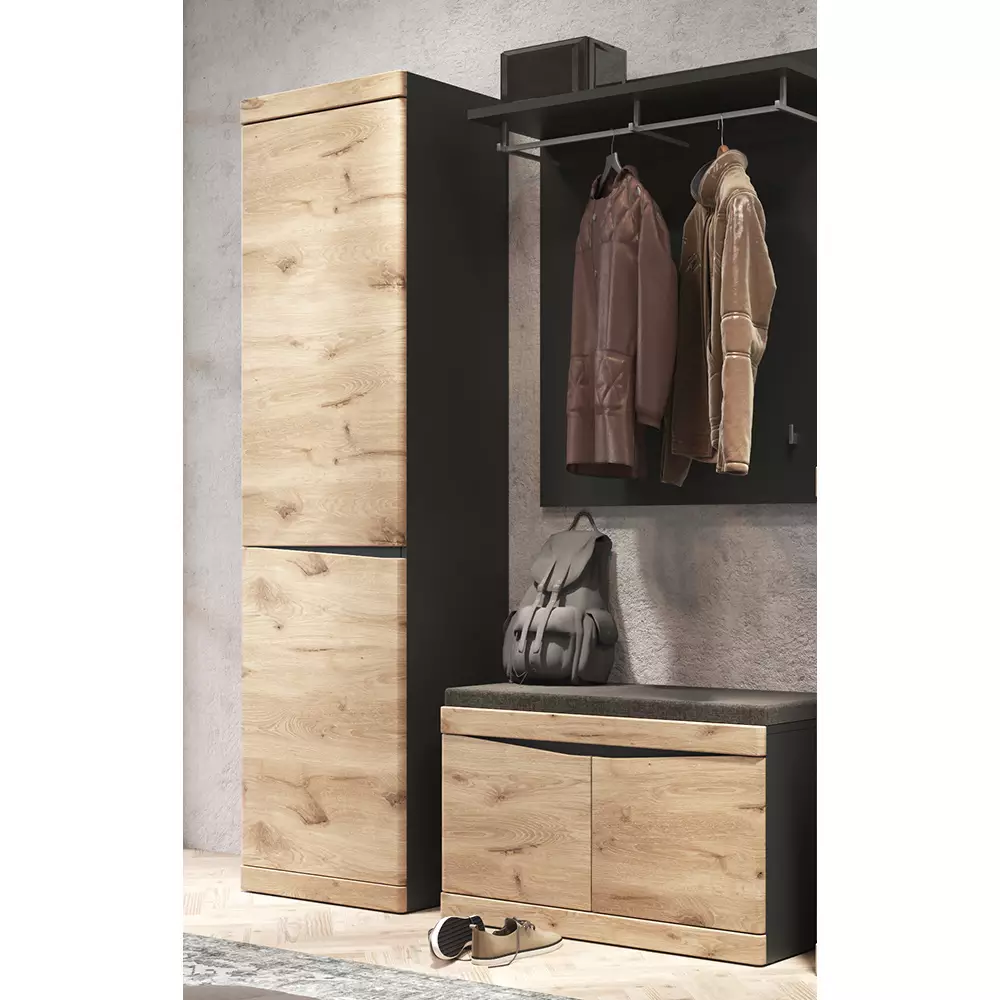 Lomadox Flurschrank anthrazit mit Eiche SUNBURY-129 Kostenlose Rückgabe