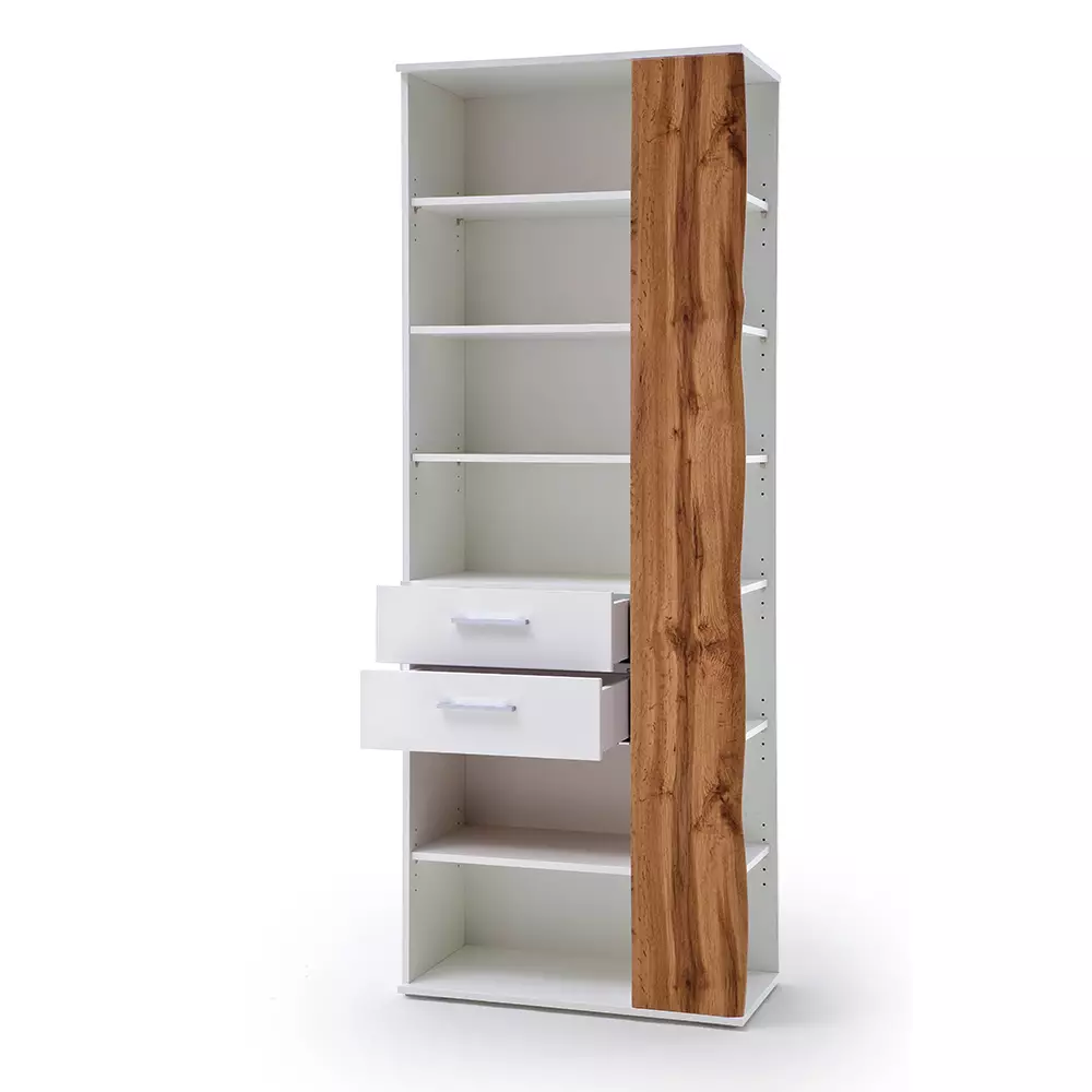 Lomadox Flurschrank Regal, weiß Hochglanz mit Eiche, GUARDA-05 JETZT KAUFEN
