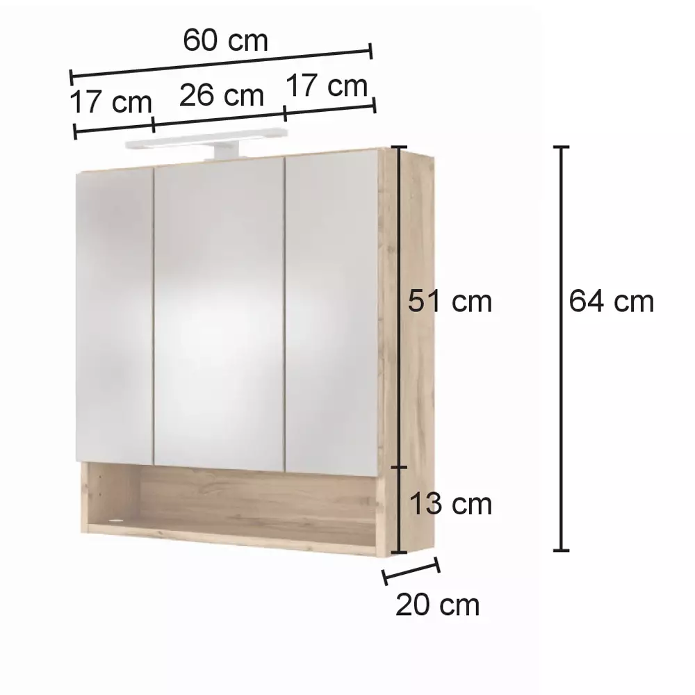 Lomadox Badezimmer Set 4-tlg. mit Beleuchtung und Waschbecken LOUNY-03 in Wotaneiche Nb. mit matt weiß, B/H/T: ca. 110/200/48 cm Bis zu 60% Rabatt