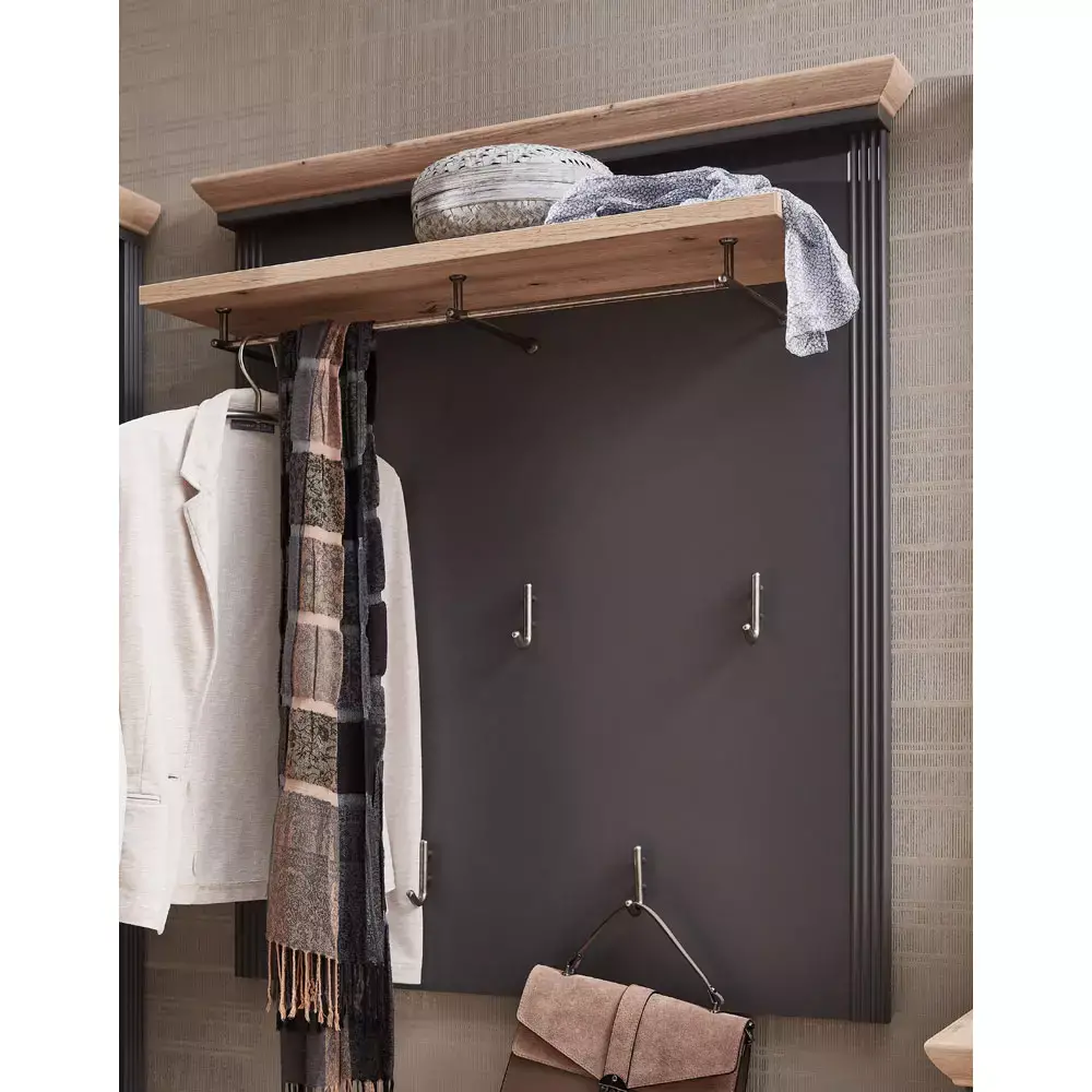 Lomadox Garderoben Komplett Set im Landhausstil JÜLICH-36 in graphit mit Artisan Eiche, B/H/T: ca. 210/204/41 cm Bis zu 65% Rabatt