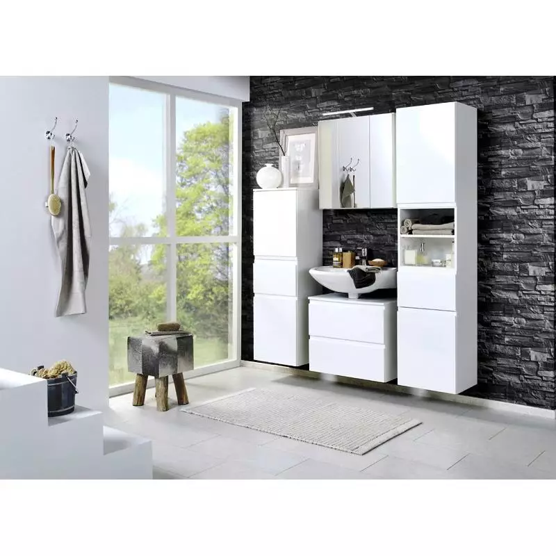 Lomadox Waschbeckenschrank COMO-03, Hochglanz weiß, B x H x T ca.: 60 x 53 x 35cm Clearance-Verkauf
