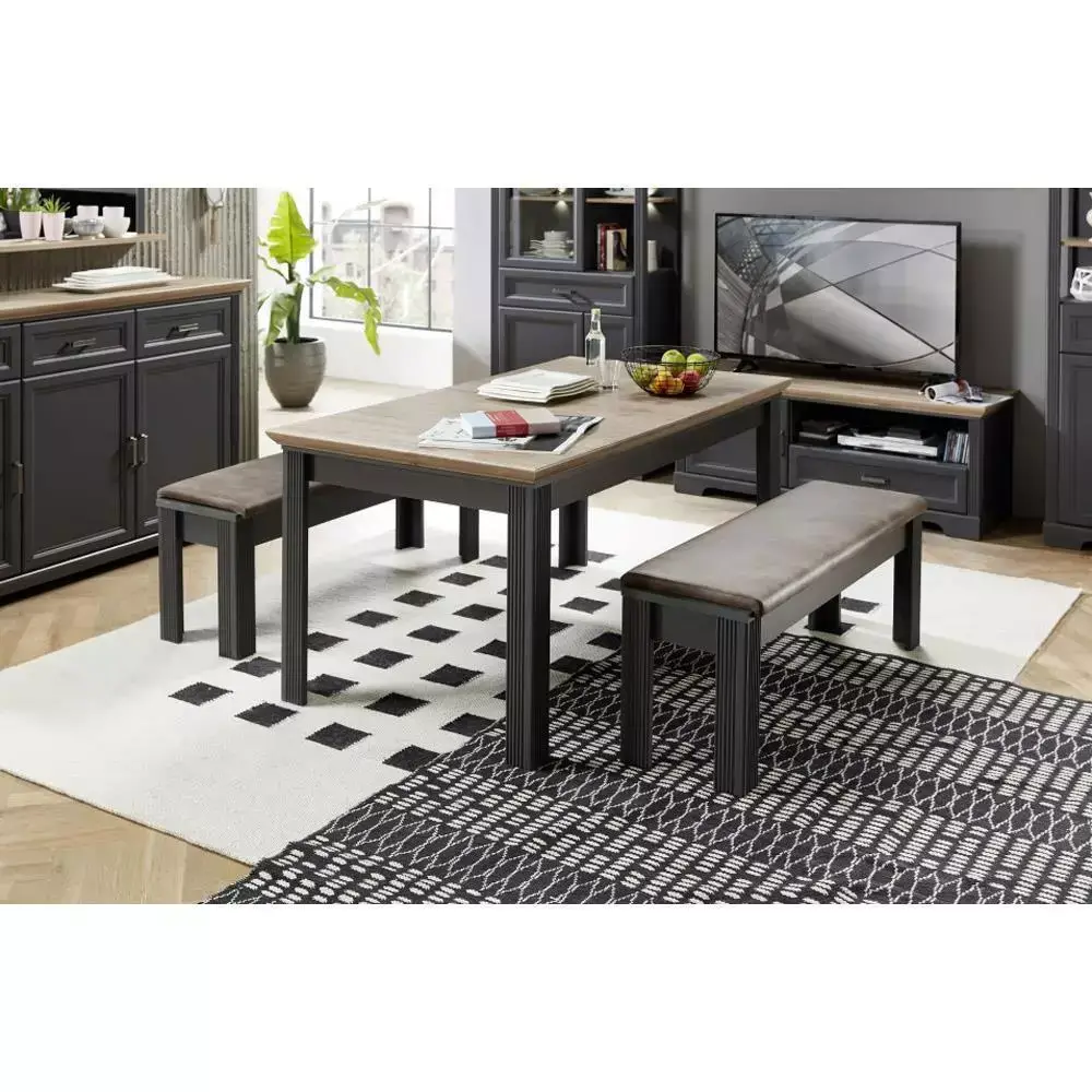 Lomadox Esszimmer Sitzbank JÜLICH-36 in Graphit und Sitzkissen braun B/H/T: 126/48/41 cm Speichern exportieren