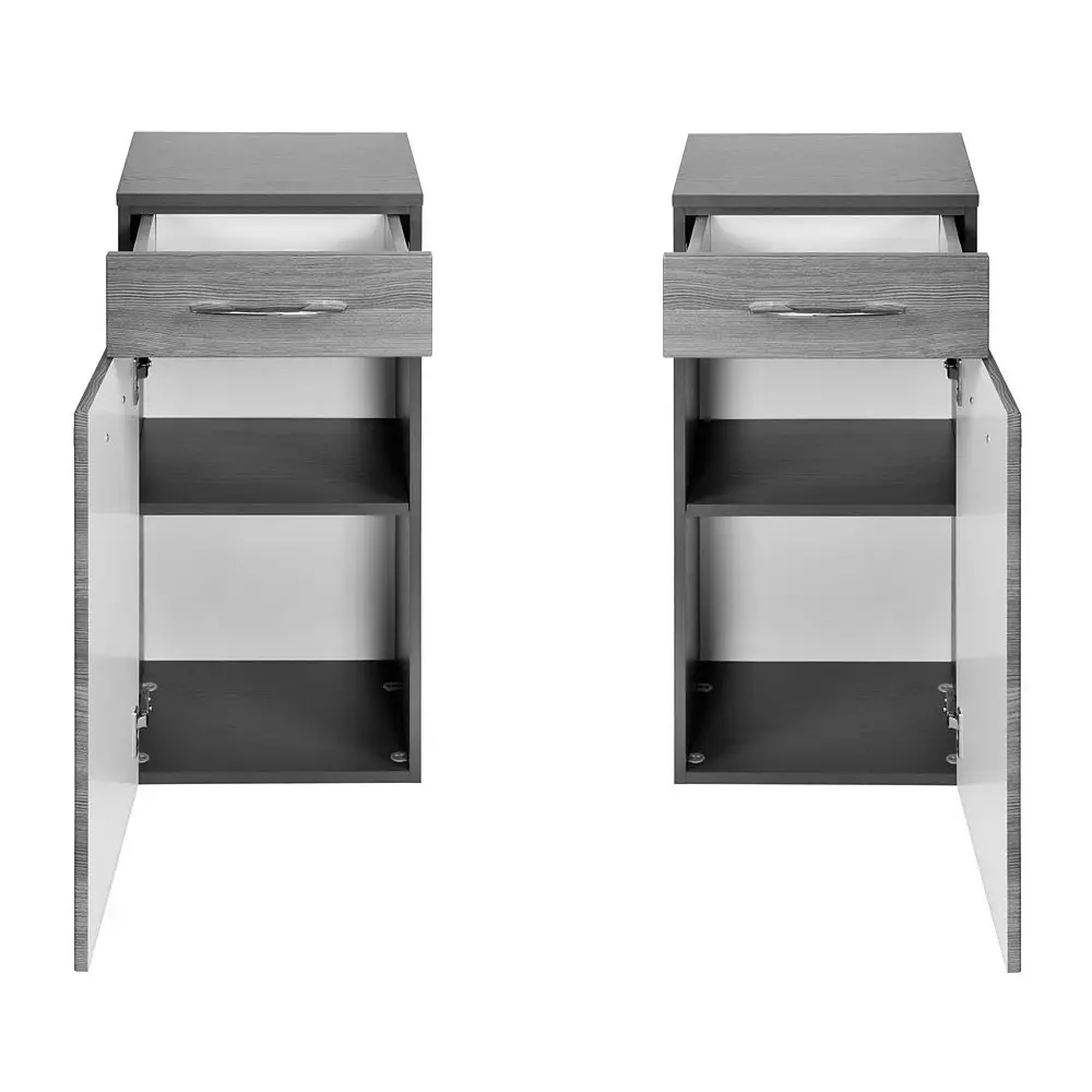 Lomadox Unterschrank FLORIDO-03 Eiche rauchsilber, graphitgrau, B x H x T: ca. 40 x 79 x 35 cm Black Friday Preise