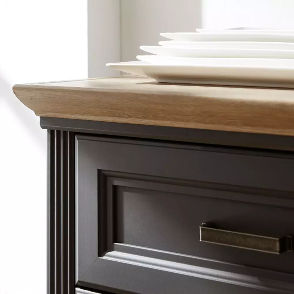 Lomadox Großes Landhaus Highboard JÜLICH-36 im Dekor Graphit und Deckplatte Artisan Eiche Nb. inkl. LED B/H/T: 143/150/42 cm Auslauf