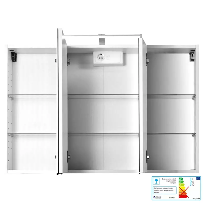 Lomadox Spiegelschrank 100cm graphitgrau, PADUA-03 LED-Aufbauleuchte, B/H/T ca. 100/64/20 cm Fabrikverkauf